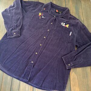 Vintage Disney Mickey Embroidered Corduroy Shirt Womens Size Large (K9)